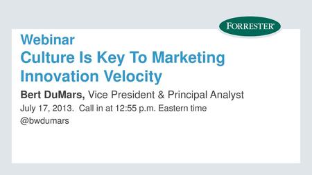 Webinar Culture Is Key To Marketing Innovation Velocity