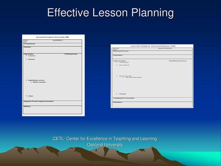 Effective Lesson Planning