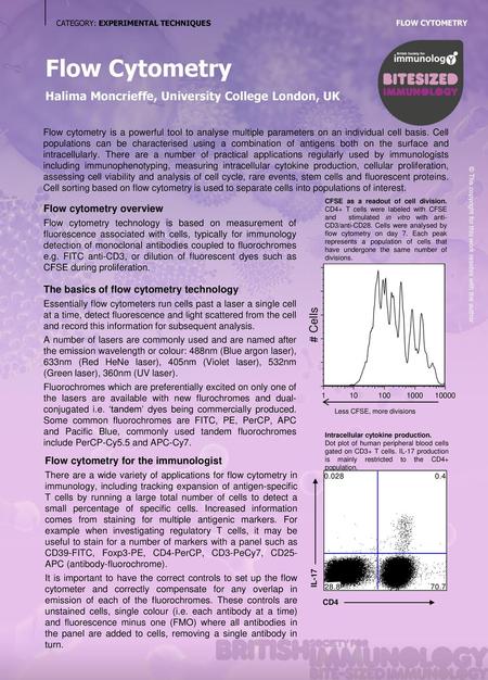 Flow Cytometry Halima Moncrieffe, University College London, UK IL-17