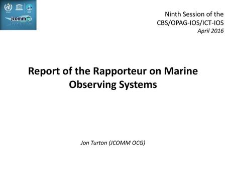 Report of the Rapporteur on Marine Observing Systems