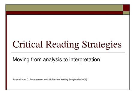 Critical Reading Strategies