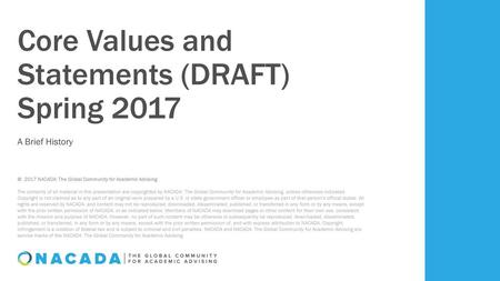 Core Values and Statements (DRAFT) Spring 2017