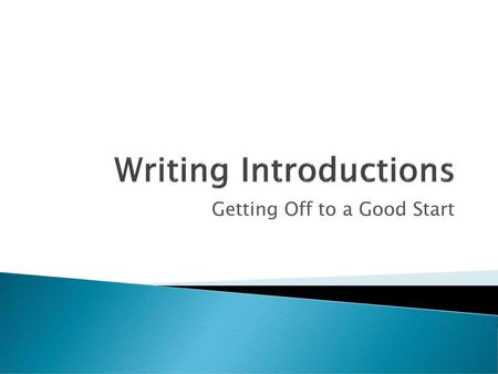 Writing Introductions