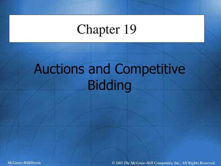 Auctions and Competitive Bidding