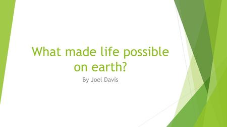 What made life possible on earth?