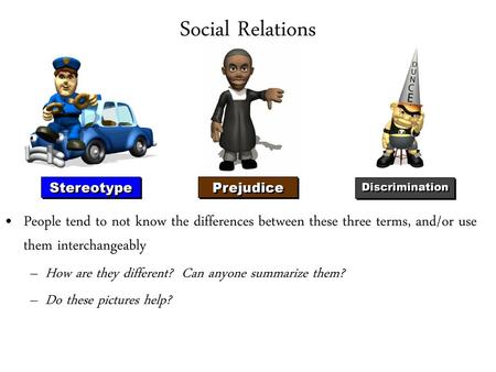 Social Relations Stereotype Prejudice Discrimination