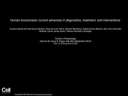 Human toxocariasis: current advances in diagnostics, treatment, and interventions  Gustavo Marçal Schmidt Garcia Moreira, Paula de Lima Telmo, Marcelo.