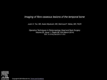 Imaging of fibro-osseous lesions of the temporal bone