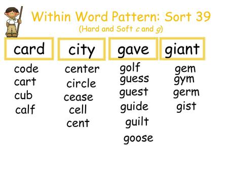 Within Word Pattern: Sort 39 (Hard and Soft c and g)