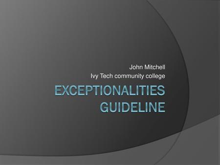 Exceptionalities Guideline