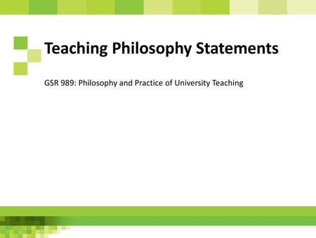 Rubric to Assess Philosophy Statements