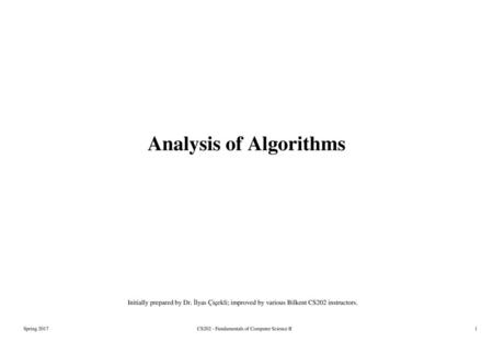 Analysis of Algorithms