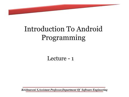 Introduction To Android Programming