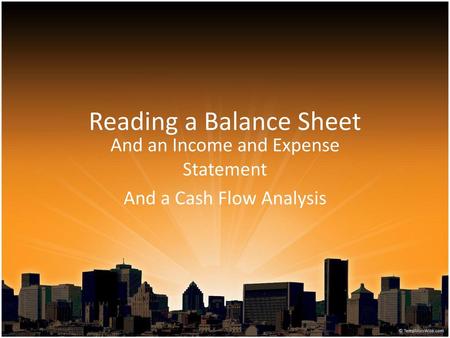 Reading a Balance Sheet