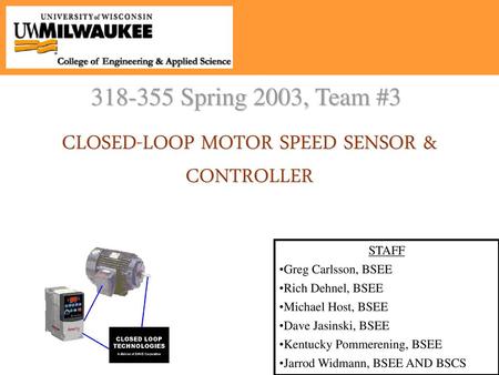 CLOSED-LOOP MOTOR SPEED SENSOR & CONTROLLER