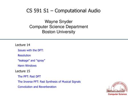 CS 591 S1 – Computational Audio