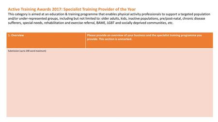 Active Training Awards 2017: Specialist Training Provider of the Year