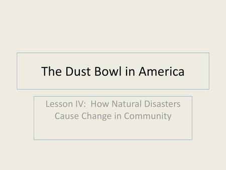 The Dust Bowl in America