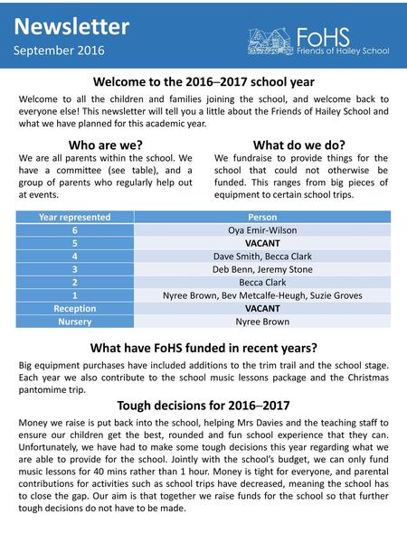 Newsletter September 2016 Welcome to the 2016─2017 school year