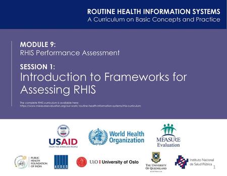 Introduction to Frameworks for Assessing RHIS