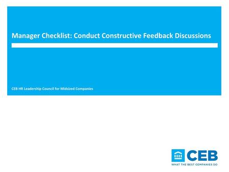 Manager Checklist: Conduct Constructive Feedback Discussions