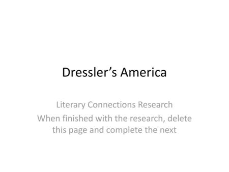 Literary Connections Research