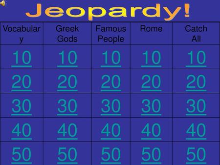 Vocabulary Greek Gods Famous People Rome Catch All 10 20 30 40 50.