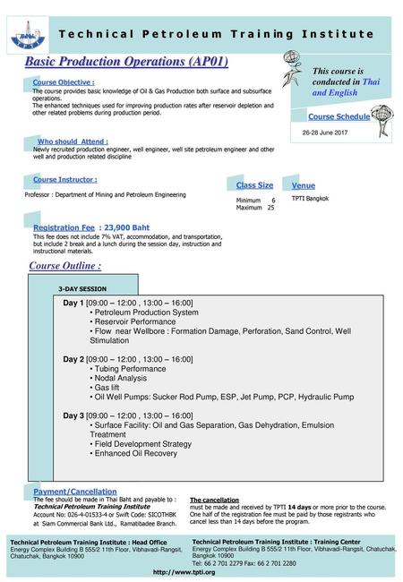 Basic Production Operations (AP01)