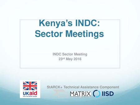 Kenya’s INDC: Sector Meetings