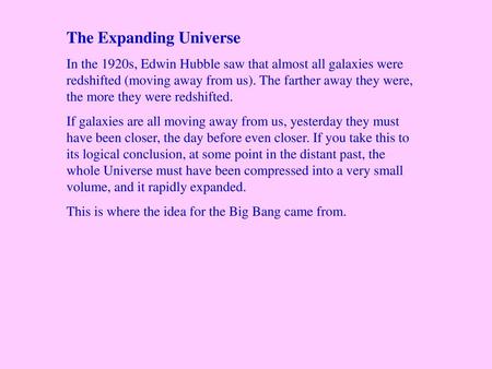 The Expanding Universe