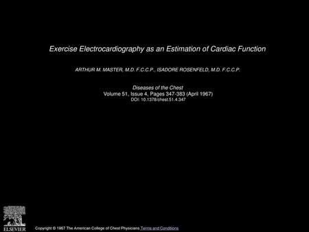 Exercise Electrocardiography as an Estimation of Cardiac Function