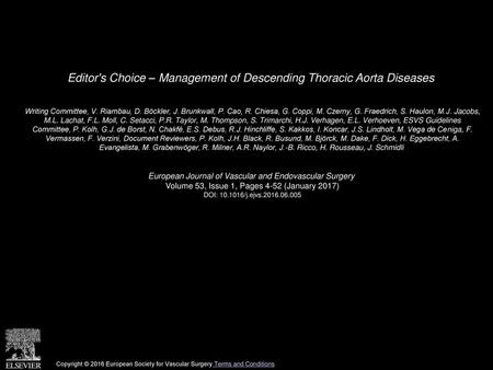 Editor's Choice – Management of Descending Thoracic Aorta Diseases