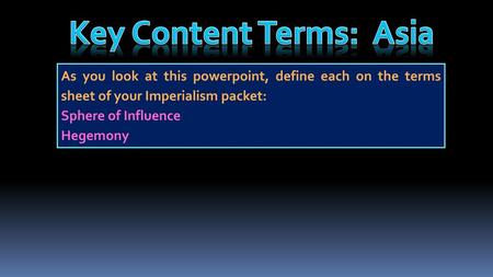 Key Content Terms: Asia