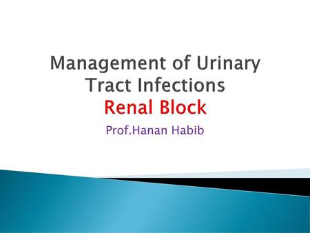 Management of Urinary Tract Infections Renal Block