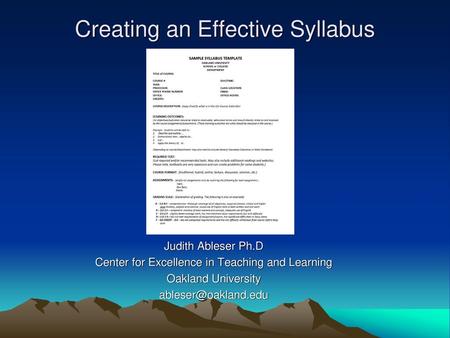 Creating an Effective Syllabus