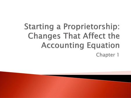 Starting a Proprietorship: Changes That Affect the Accounting Equation