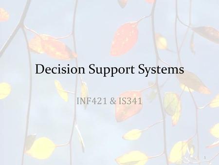 Decision Support Systems