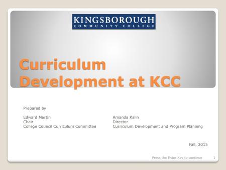 Curriculum Development at KCC