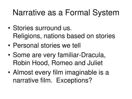 Narrative as a Formal System