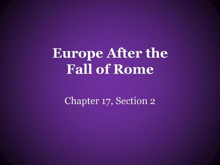 Europe After the Fall of Rome