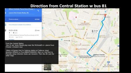 Direction from Central Station w bus 81