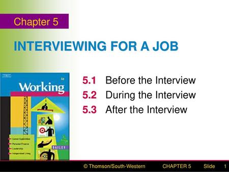 INTERVIEWING FOR A JOB Chapter Before the Interview