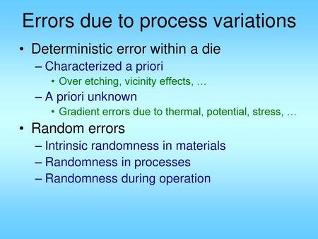 Errors due to process variations