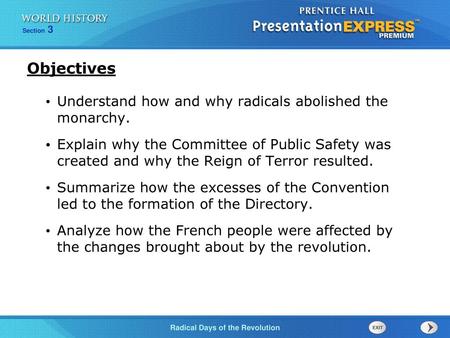 Objectives Understand how and why radicals abolished the monarchy.