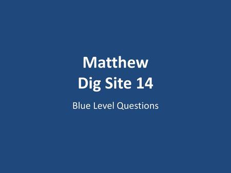 Matthew Dig Site 14 Blue Level Questions.