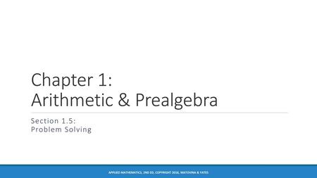 Chapter 1: Arithmetic & Prealgebra