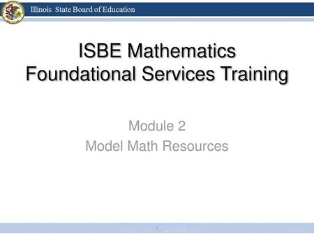 ISBE Mathematics Foundational Services Training