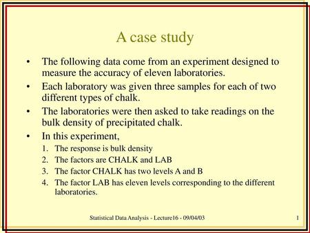 Statistical Data Analysis - Lecture /04/03