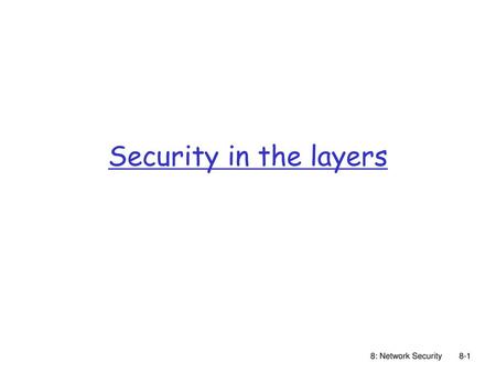 Security in the layers 8: Network Security.