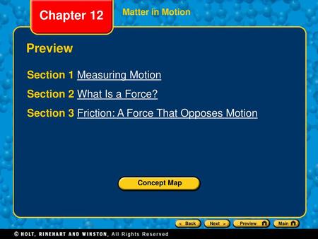 Chapter 12 Preview Section 1 Measuring Motion